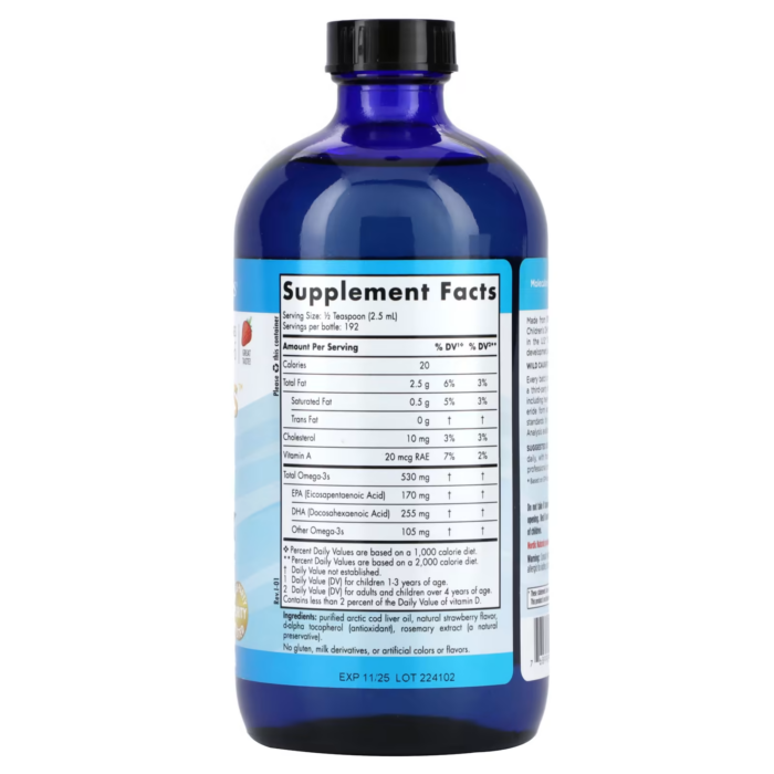 768990027246 - Nordic Naturals Children's DHA Arctic Cod Liver Oil - Strawberry, 473 ml. - gallery image 10