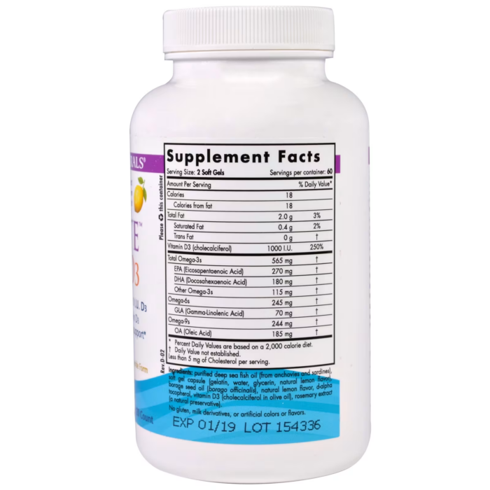 768990027789 - Nordic Naturals Complete Omega-D3 1000 mg - Lemon, 120 sgls. - gallery image 3