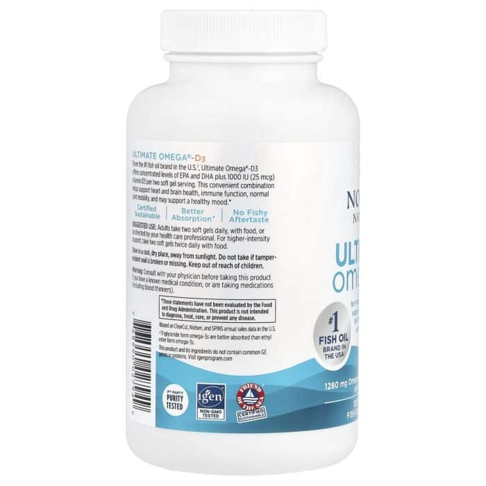 768990027949 - Nordic Naturals Ultimate Omega-D3 1000 mg - Lemon, 120 sgls - gallery image 3