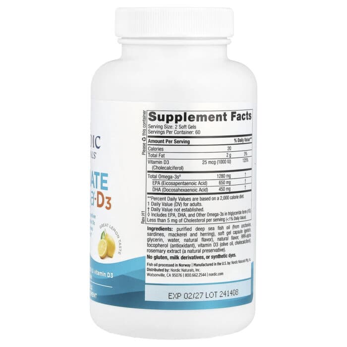 768990027949 - Nordic Naturals Ultimate Omega-D3 1000 mg - Lemon, 120 sgls - gallery image 7