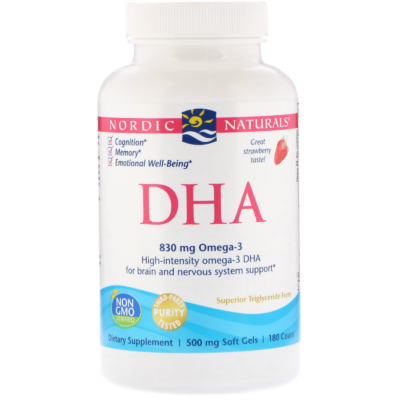 768990037436 - Nordic Naturals, DHA 500 mg - Strawberry, 180 sgls. - gallery image 2