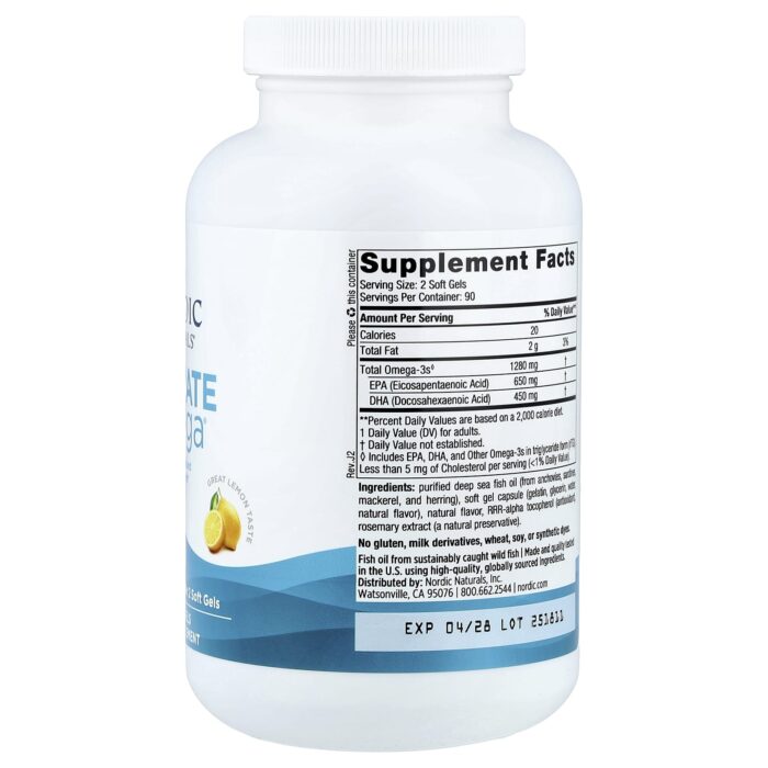 768990037900 - Nordic Naturals Ultimate Omega 1000 mg - Lemon, 180 sgls - gallery image 7