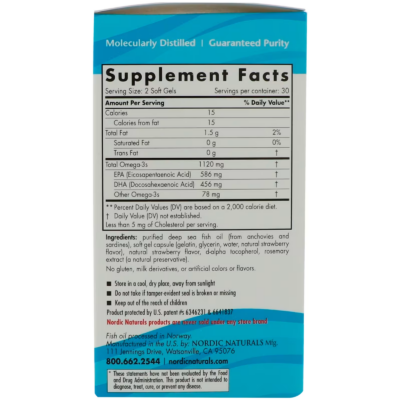 768990061103 - Nordic Naturals, Teen, Ultimate Omega 2X, Ages 12+, Strawberry, 60 Mini Soft Gels