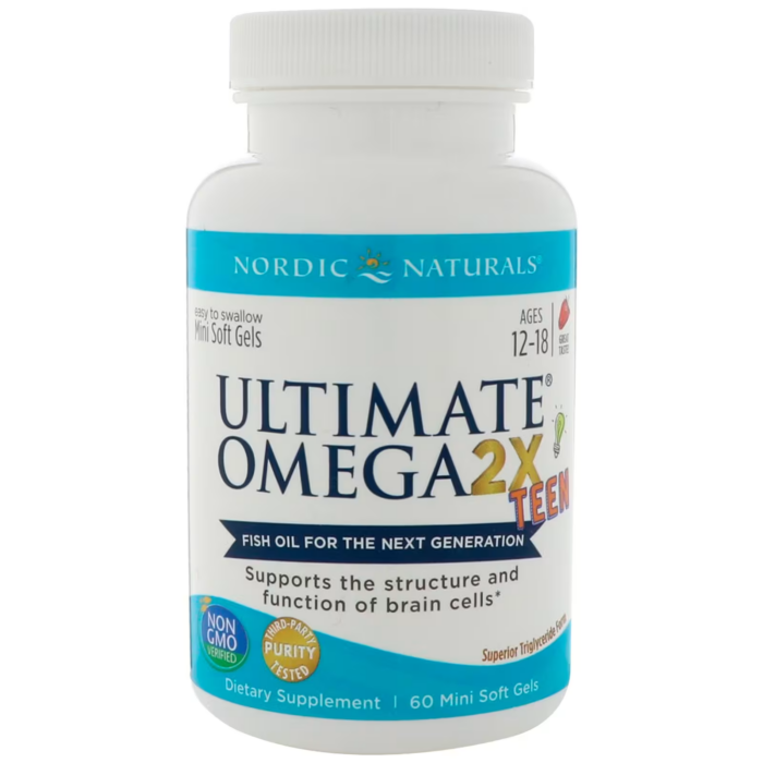 768990061103 - Nordic Naturals, Teen, Ultimate Omega 2X, Ages 12+, Strawberry, 60 Mini Soft Gels - gallery image 2