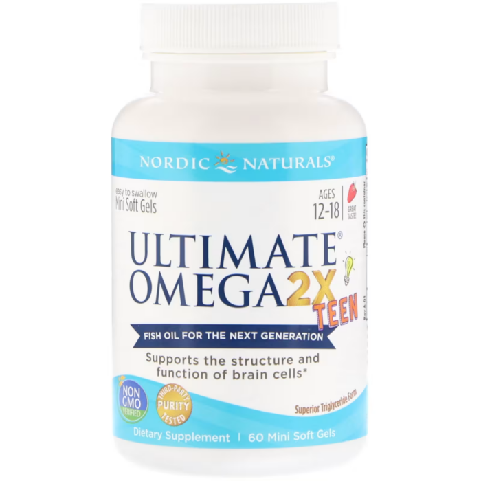 768990061103 - Nordic Naturals, Teen, Ultimate Omega 2X, Ages 12+, Strawberry, 60 Mini Soft Gels - gallery image 3