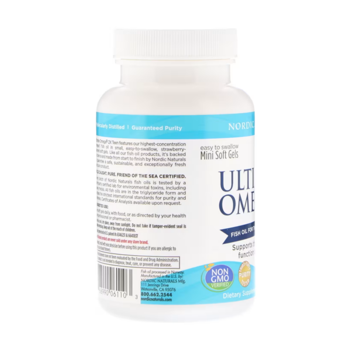 768990061103 - Nordic Naturals, Teen, Ultimate Omega 2X, Ages 12+, Strawberry, 60 Mini Soft Gels - gallery image 9