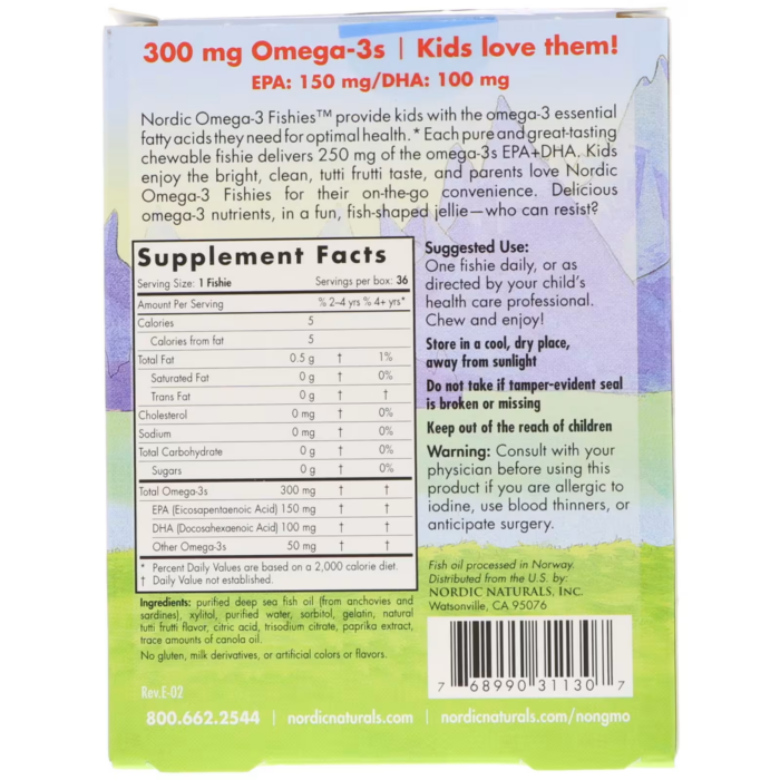 768990311307 - Nordic Naturals Nordic Omega-3 Fishies - Tutti Frutti, 36 gums. - gallery image 4