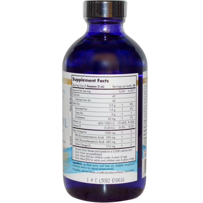 768990537851 - Nordic Naturals Arctic Cod Liver Oil - Plain, 237 ml. - gallery image 2