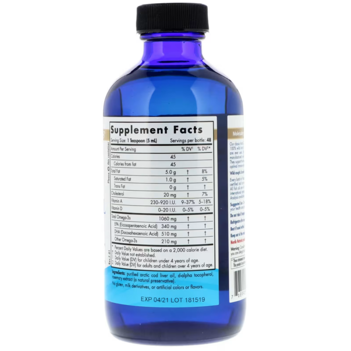 768990537851 - Nordic Naturals Arctic Cod Liver Oil - Plain, 237 ml. - gallery image 4