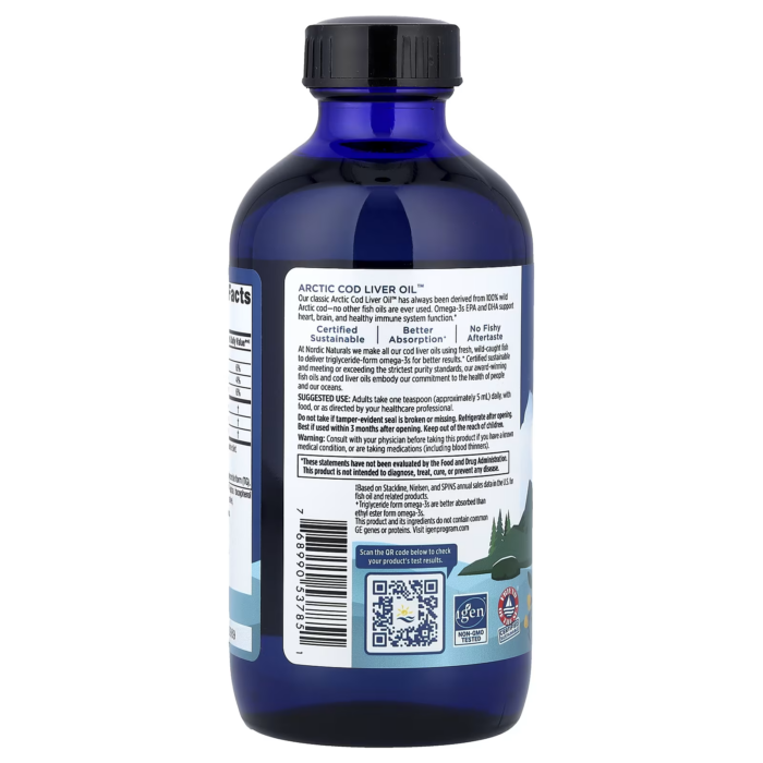 768990537851 - Nordic Naturals Arctic Cod Liver Oil - Plain, 237 ml. - gallery image 10