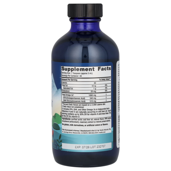 768990547850 - Nordic Naturals Arctic Cod Liver Oil - Orange, 237 ml. - gallery image 6