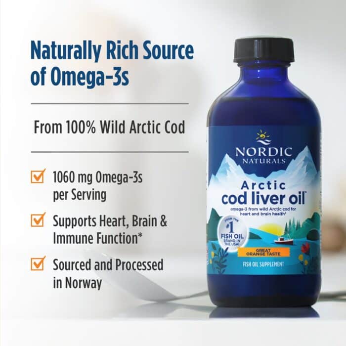 Nordic Naturals Arctic Cod Liver Oil – Orange, 473 ml. – product label and package view 3