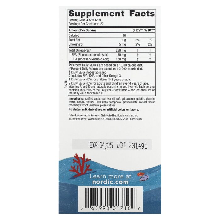 Nordic Naturals Children’s DHA 250 mg – Strawberry, 90 sgls. – product label and package view 2