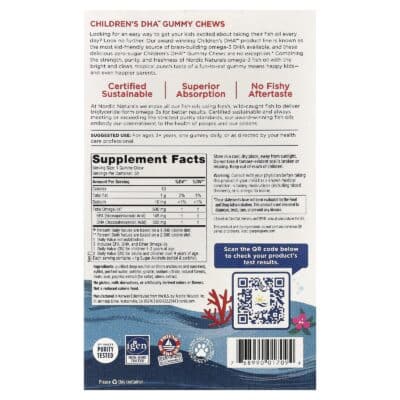 Nordic Naturals Children’s DHA gums, 30 gums. – product label and package view 2