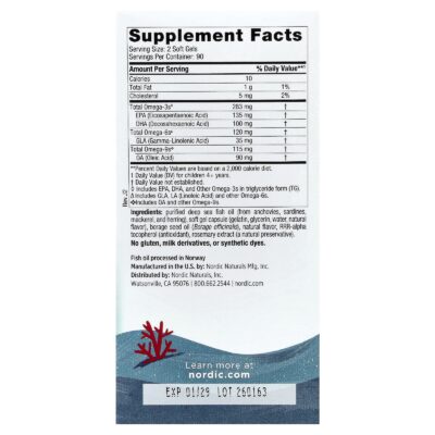 Nordic Naturals Complete Omega Junior 500 mg – Lemon, 180 sgls – product label and package view 2