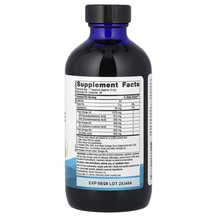 Nordic Naturals Complete Omega Liquid – Lemon, 237 ml. – product label and package view 2