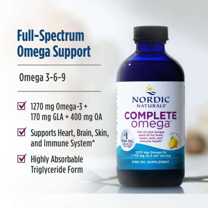 Nordic Naturals Complete Omega Liquid – Lemon, 237 ml. – product label and package view 3