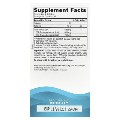 Nordic Naturals EPA Xtra, 60ct – product label and package view 2