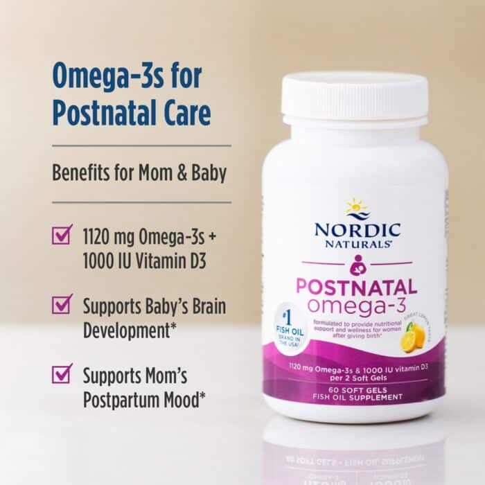 Nordic Naturals Postnatal Omega-3 – Lemon, 60 sgls. – product label and package view 4
