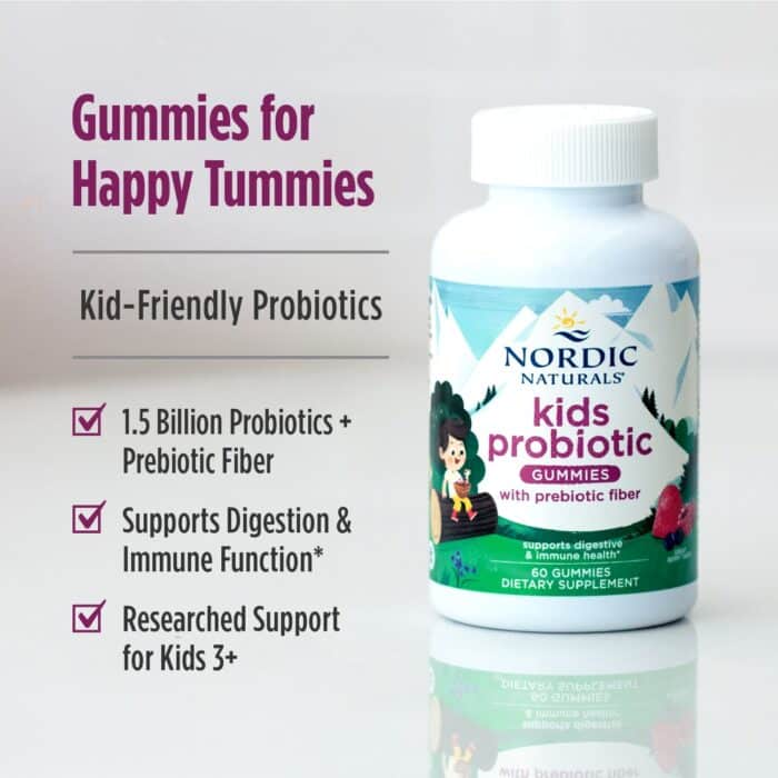 Nordic Naturals Probiotic gums KIDS – Merry Berry Punch, 60 gums. – product label and package view 3