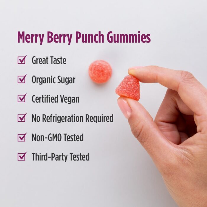 Nordic Naturals Probiotic gums KIDS – Merry Berry Punch, 60 gums. – product label and package view 4