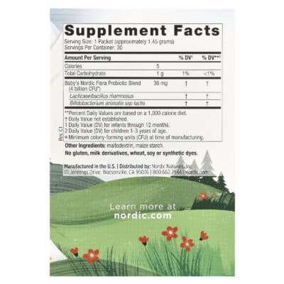 Nordic Naturals Probiotic Powder, 30 packs. – product label and package view 2
