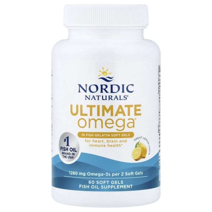 Nordic Naturals Ultimate Omega 1000 mg Fish Gelatin – Lemon, 60 sgls – product label and package view 3