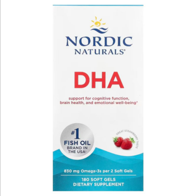 768990037436 - Nordic Naturals, DHA 500 mg - Strawberry, 180 sgls.