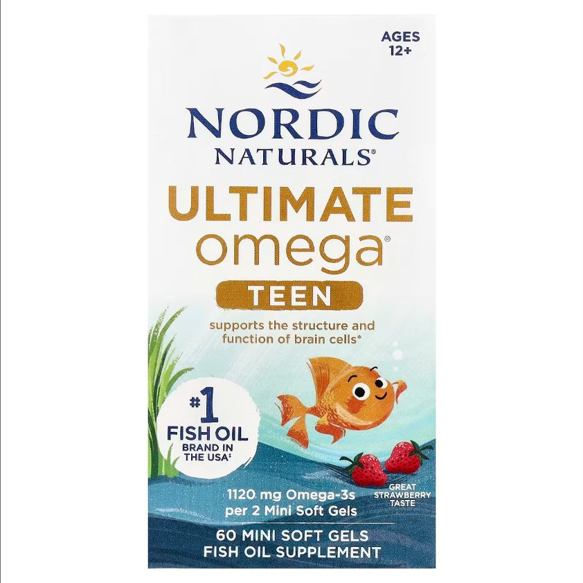 768990061103 - Nordic Naturals, Teen, Ultimate Omega 2X, Ages 12+, Strawberry, 60 Mini Soft Gels