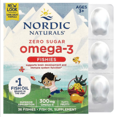 768990311307 - Nordic Naturals Nordic Omega-3 Fishies - Tutti Frutti, 36 gums.