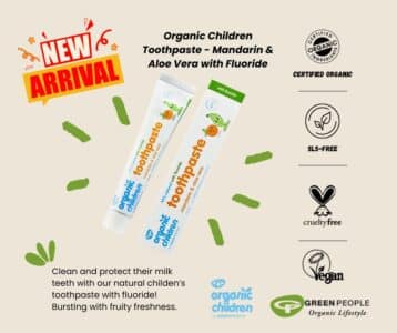 Green People Organic Children Mandarin & Aloe Vera Toothpaste with Fluoride, 50 ml.