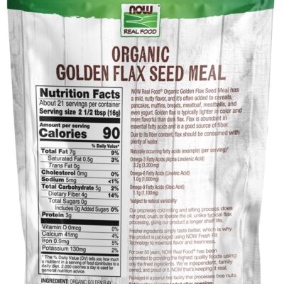 NOW Organic Golden Flax Seed Meal 340 g - product photo 2