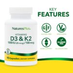 NaturesPlus Vitamin D3 1000 IU & K2 MK-7 100 mcg, 90 Vegetarian Capsules - product photo 3