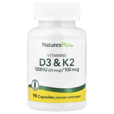 NaturesPlus Vitamin D3 1000 IU & K2 MK-7 100 mcg, 90 Vegetarian Capsules - product photo 1