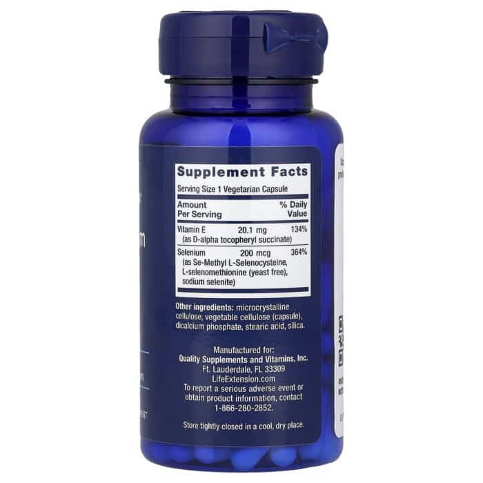 Life Extension Super Selenium Complex & Vitamin E, 200 mcg, 100 Vegetarian Capsules - product photo 2