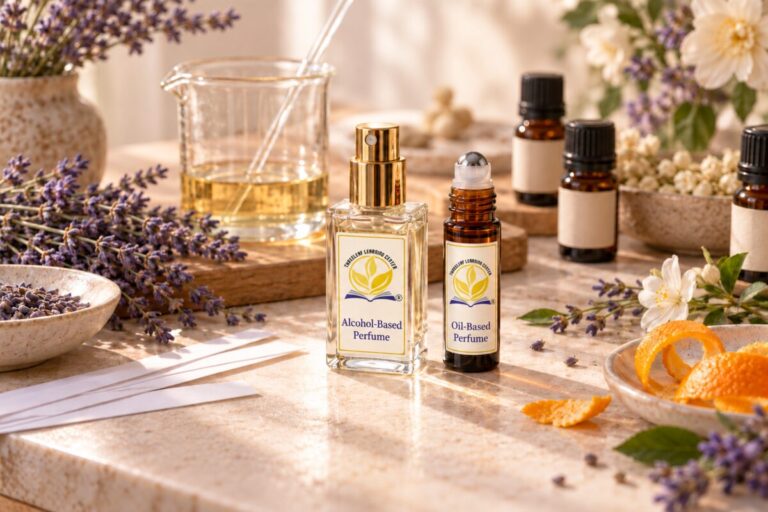 Illustrative Threeleaf oil-based and alcohol-based perfume bottles